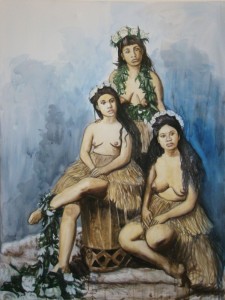 Michele Zalopany, "Seated Dancers," 2010, watercolor on canvas, 50 x 38 inches
